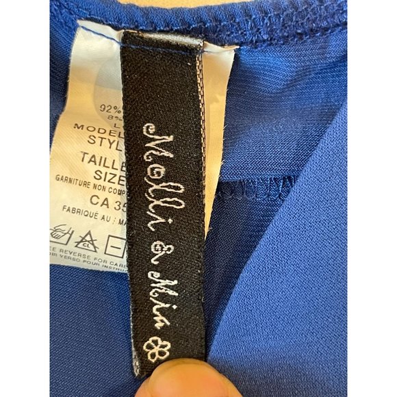 Molli & Mia Women Faux Wrap Twist Front Tank Top Sleeveless Backless Navy Small - Picture 5 of 7